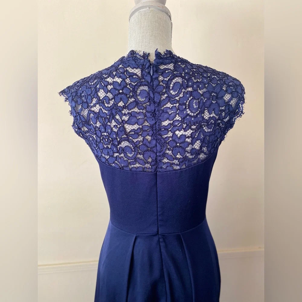SHOSHANNA MIDNIGHT 💙NAVY BLUE💙 BEAUTIFUL HIGH-LOW LACE  DRESS SIZE 4 🌟EUC🌟